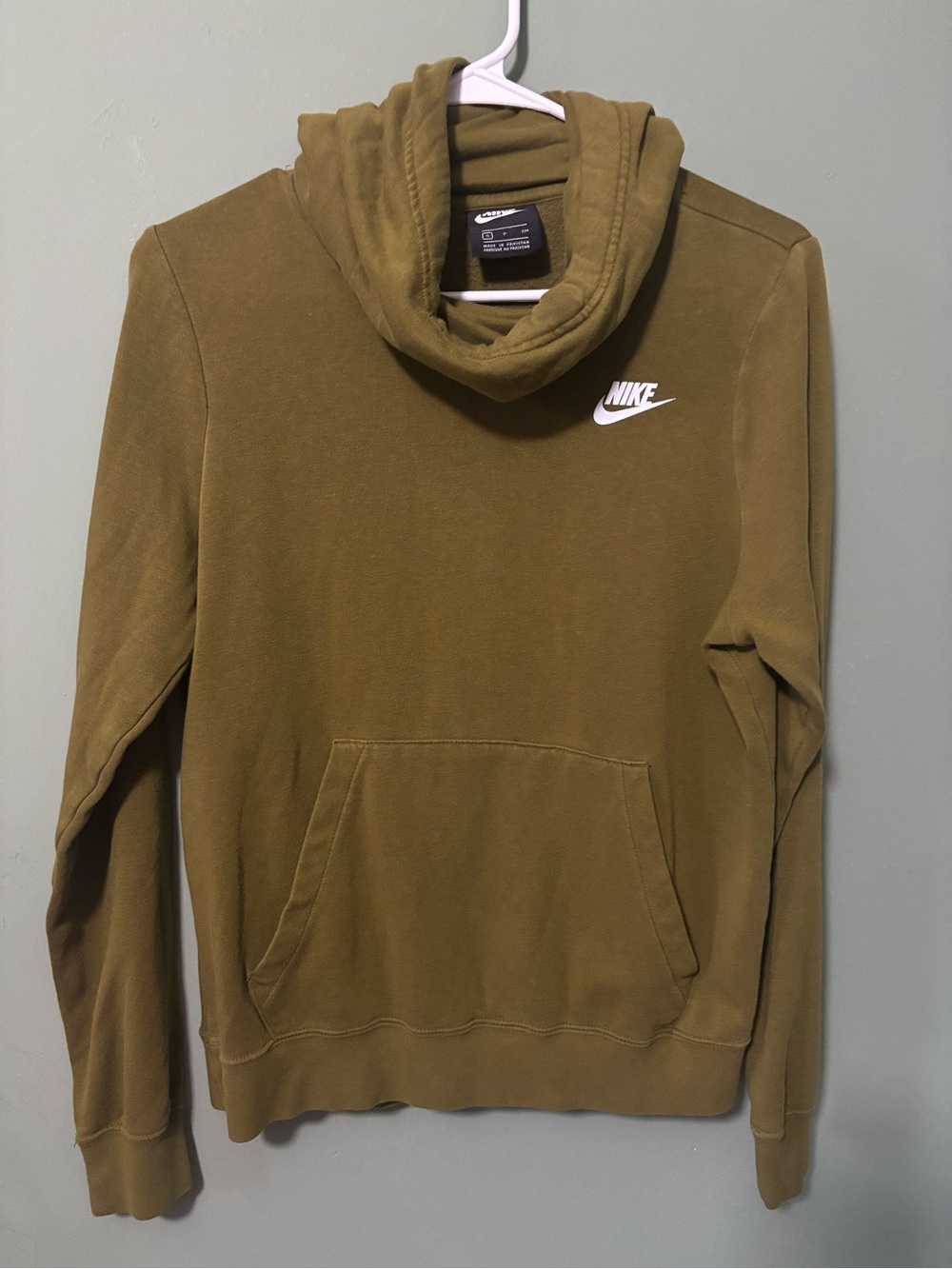 Nike Olive Green Pullover Hoodie with White Swoosh